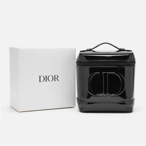Dior Glossy Black Patent Vanity Case with CD Logo